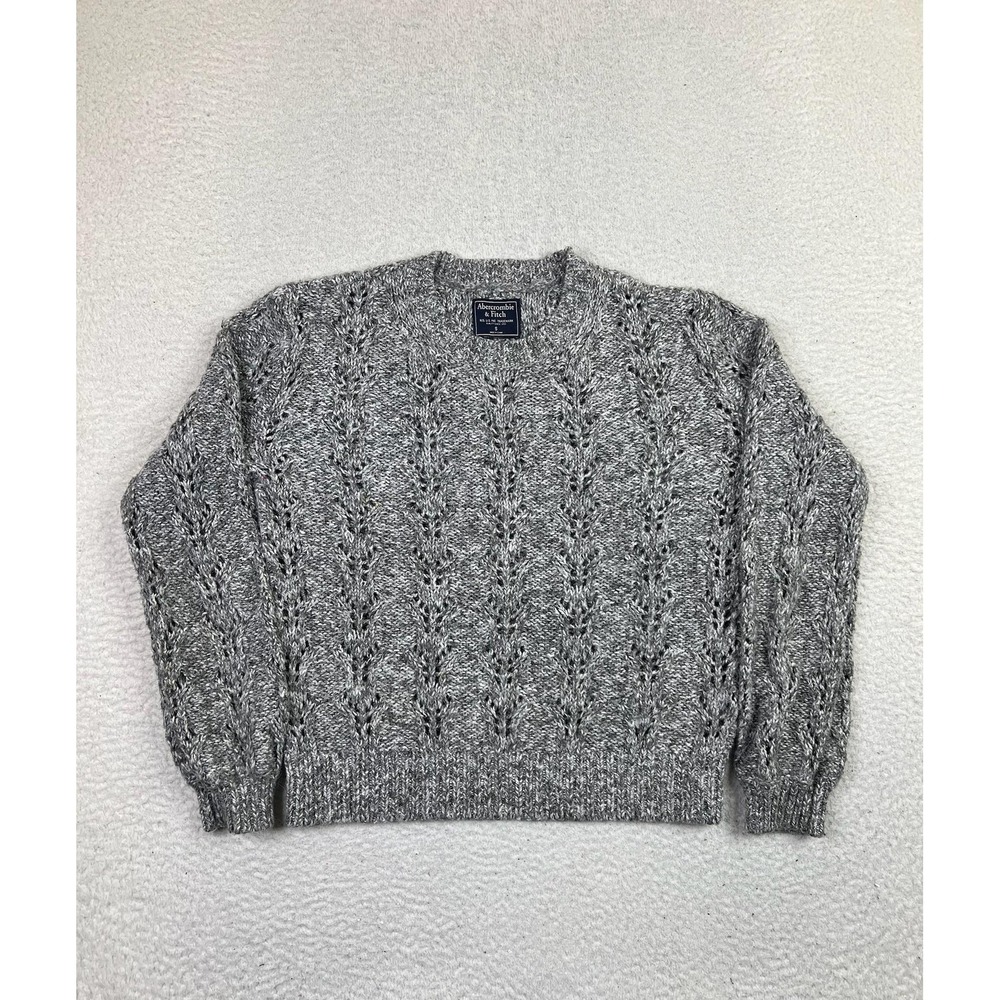 Abercrombie & Fitch Sweater Womens Small Gray Cable Knit Crewneck Pullover Cozy